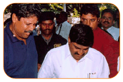 Mr. N Bitra, Friends & Family, With Mr. Kapil Dev & Sri PNV Prasad, Ex. SAAP Chairman, The occasion of Kinetic Boss Vehicle Opening at Bitra's House At Banjara Hills, Road No. 10, On 21st Oct'2002.